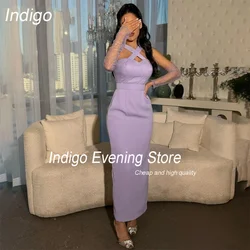 Indigo Elegant Evening Dress 2025 Mermaid Halter Sleeveless Ankle-Length Crepe Party Prom Gown Formal فساتين السهرة Customized