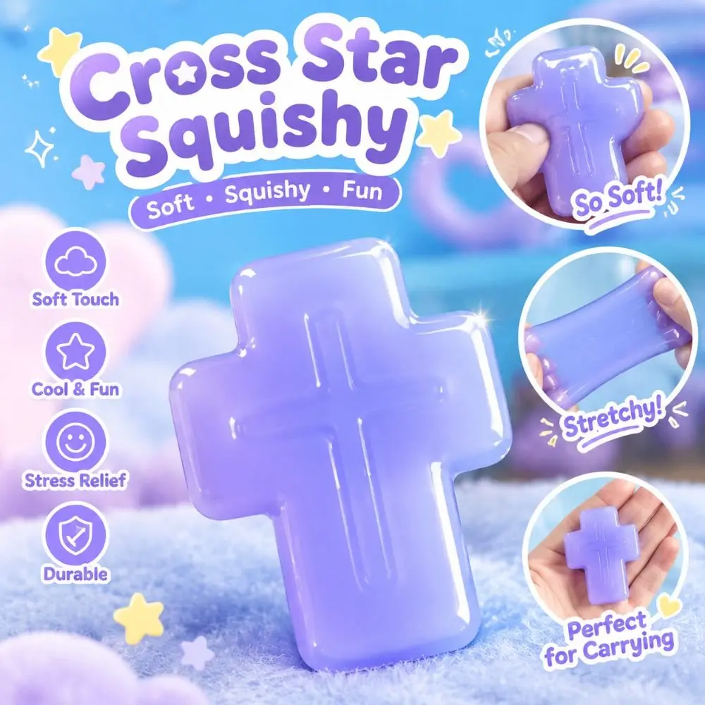 Super Soft Faith Cross Squishy Smooth Surface Cross Pattern Slow Rise Squishy Skin-friendly DIY Craft Cross Stress Squeeze