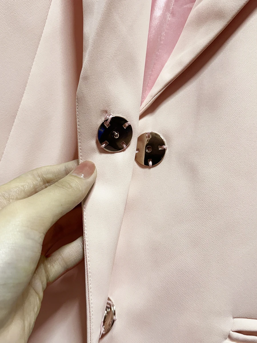 CHICEVER 핑크 스플라이스 메쉬 재킷 여성용 라펠 긴 소매 루즈한 젠틀 인텔렉추얼 여성 재킷 가을 패션 스타일 신상