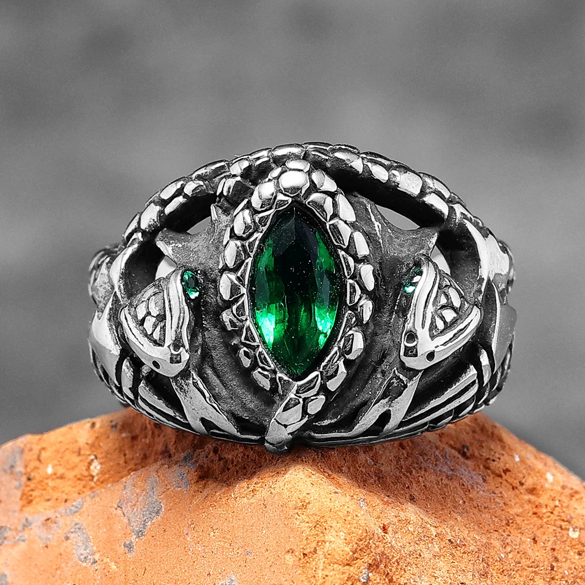 Devil's Eye Gemstone Snake Animal Stainless Steel Mens Womens Rings Punk Trendy For Male Biker Jewelry Creativity Gift Wholesale