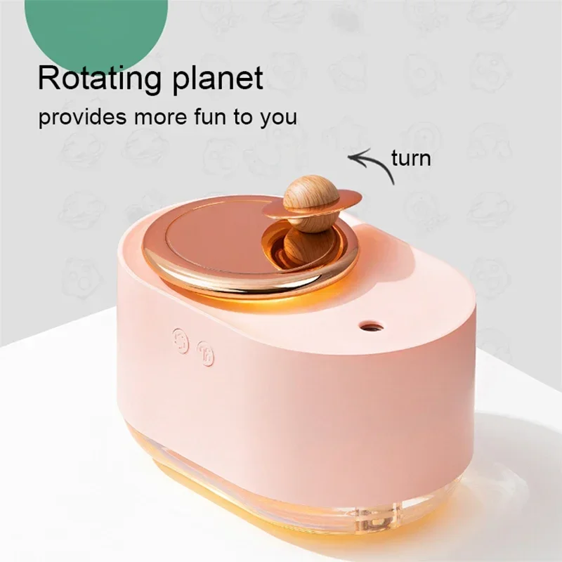 หมุน Planet ไร้สายอัลตราโซนิก 300ml Air Humidifier แบบพกพาชาร์จสําหรับ Home Room ของขวัญ