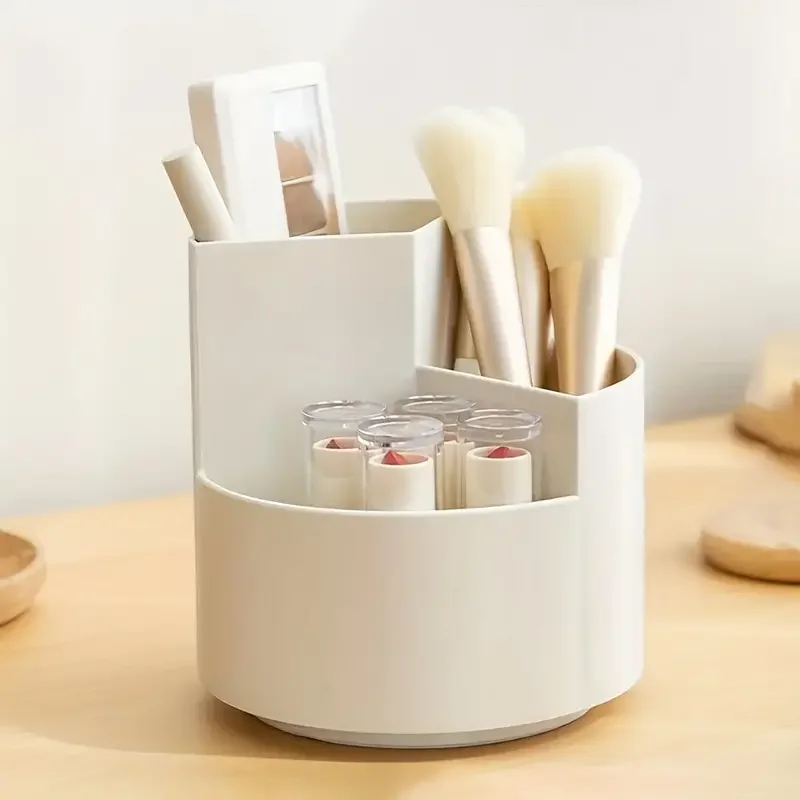 Makeup Brush Holder 360° Rotating Desktop Make Up Organizer Cosmetic Storage Box Lipstick Eyebrow Pencil Rack Jewelry Container