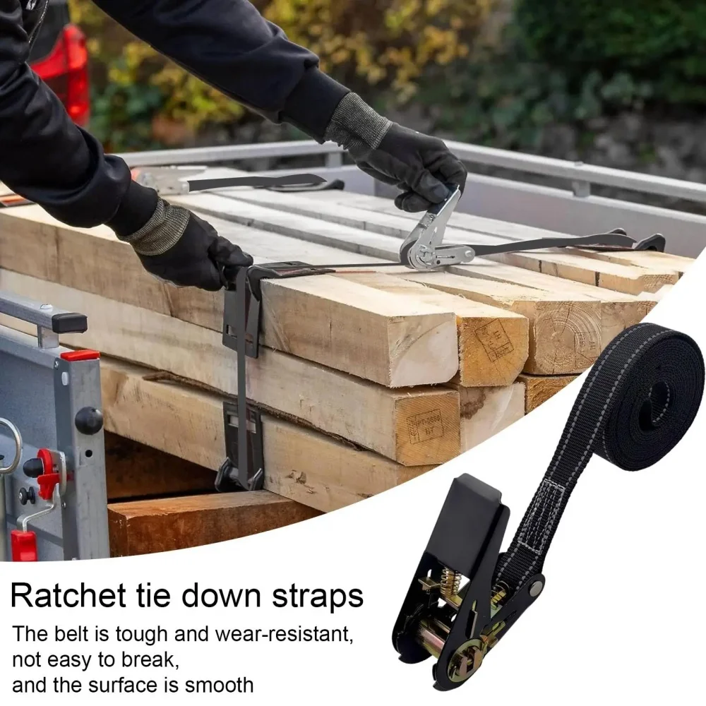 6m Car Cargo Ratchet Straps Heavy Duty Trailer Tie Down Adjustable Auto Luggage Tensioner 800KG Ratchet Fastening Strap