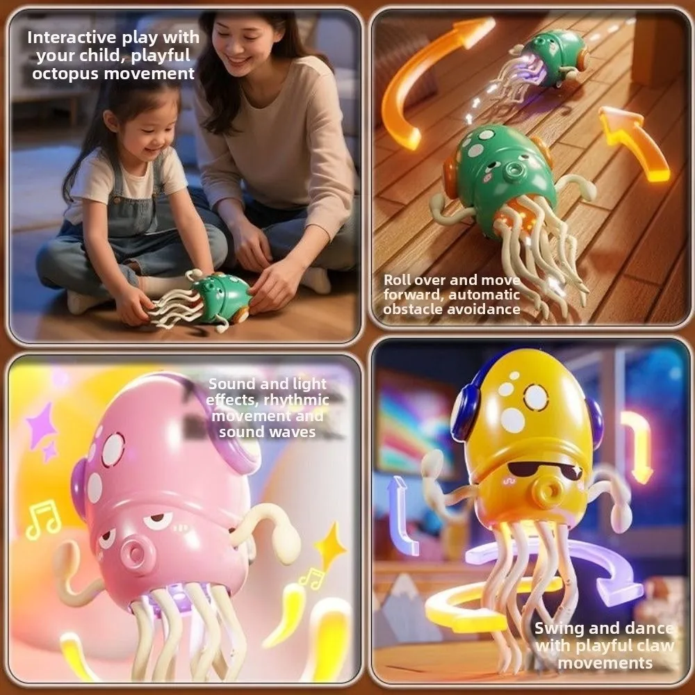 الاستشعار التلقائي تجنب العوائق الرقص لعبة الأخطبوط ثمانية مخلب التواء الموسيقى الخفيفة الإلكترونية الرقص الحبار الكرتون #6