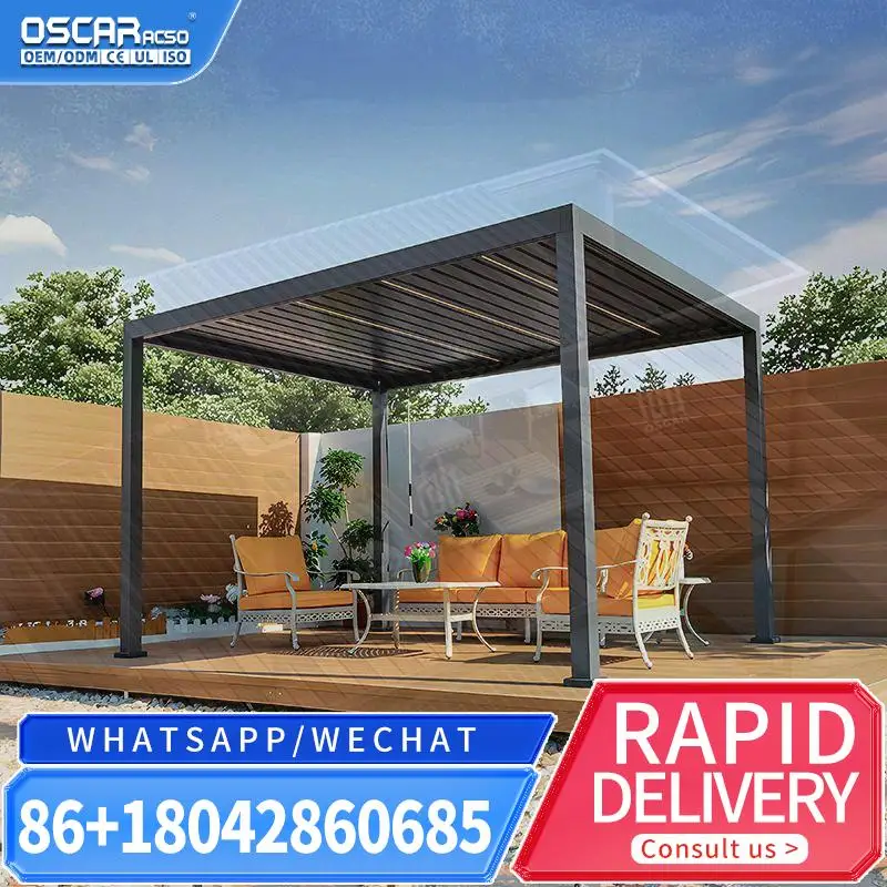 Patio Cover Canopy Water Resistant Bioclimatic Sunshade Opening Roof Louver Shelter Pergola for Gardens Patios Backyards pergola