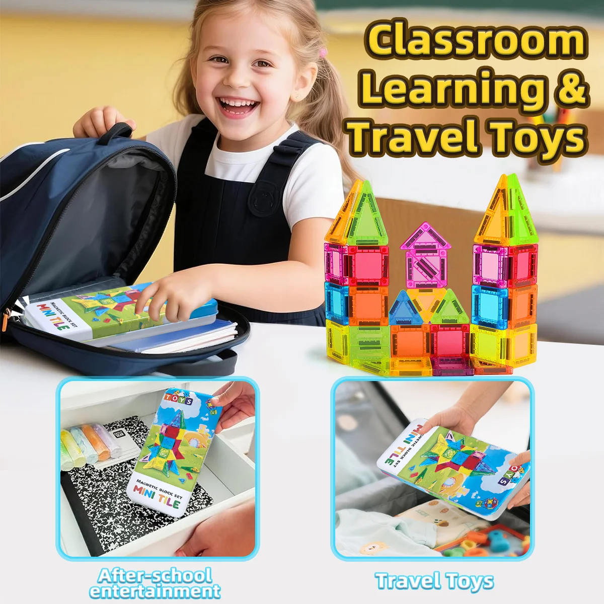 Blocs de Construction magnétiques, ensemble de Construction, jouet éducatif sensoriel Montessori pour garçons et filles, cadeau pour enfants, 26/38 pièces avec boîte en fer