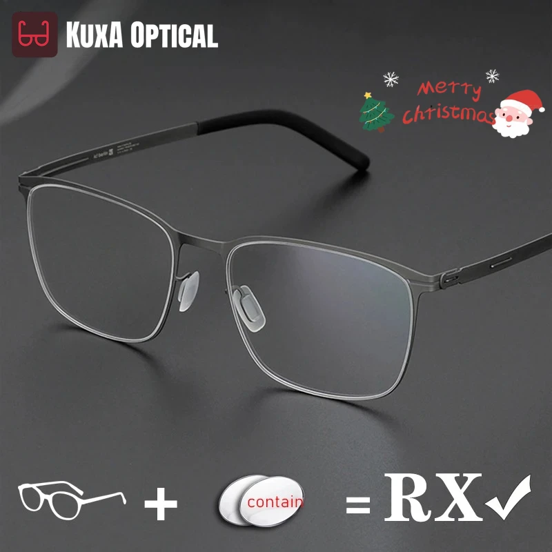 

KUXA безвинтовой дизайн для мужчин и женщин, оправа для очков, сверхлегкие деловые очки с рецептом, близорукость, дальнозоркость, оптическая