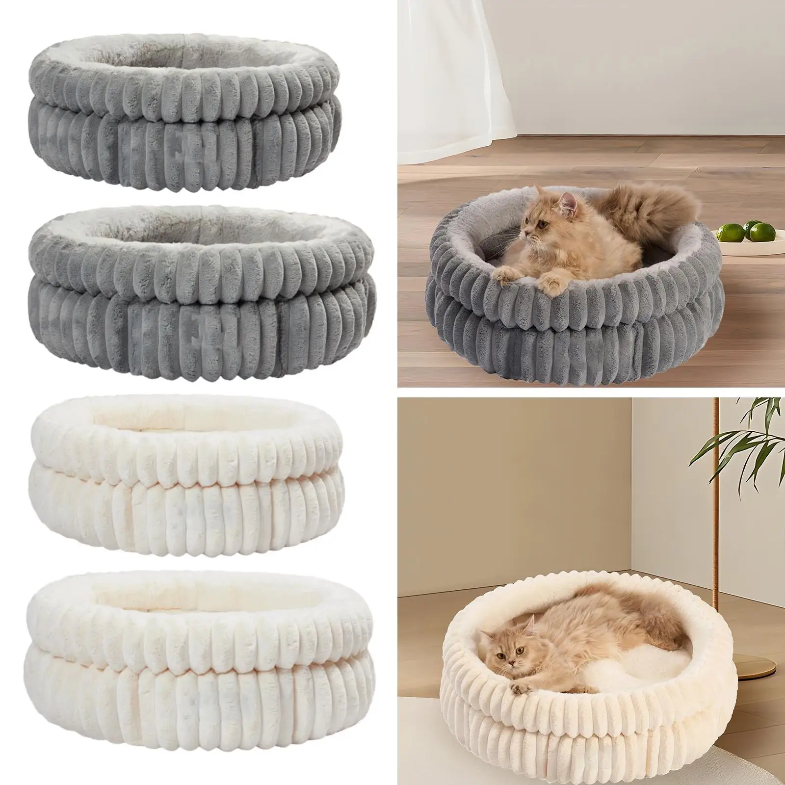 

Round Dog Bed Cozy Snooze Pet Self Warming Bed for Kitten Pomeranian Poodle