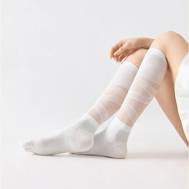 1/5 Pairs Women's Compression Five Finger Socks Long Sport Fitness Badminton Tennis Yoga Mesh Casual Sweat-Absorbing Toe Socks - view 3