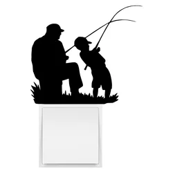 Father and Son Fishing Sticker Kids Room Boy Girl Bedroom Wall Switch Decoration Decal Laptop Motorcycle Bike Car Vinyl Stickers