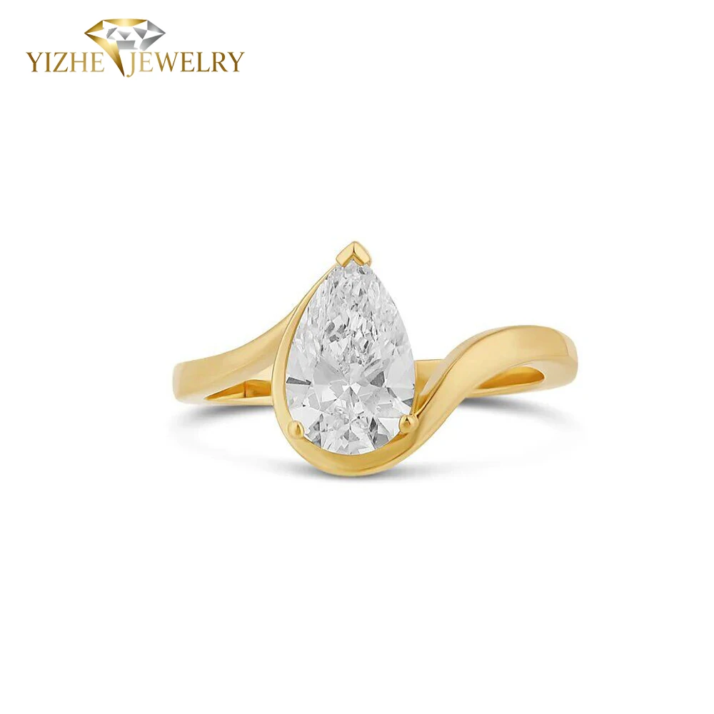 New Arrivals Water Drop Bling Cubic Zirconia Finger Ring For Women Eternity Ring Engagement Jewelry
