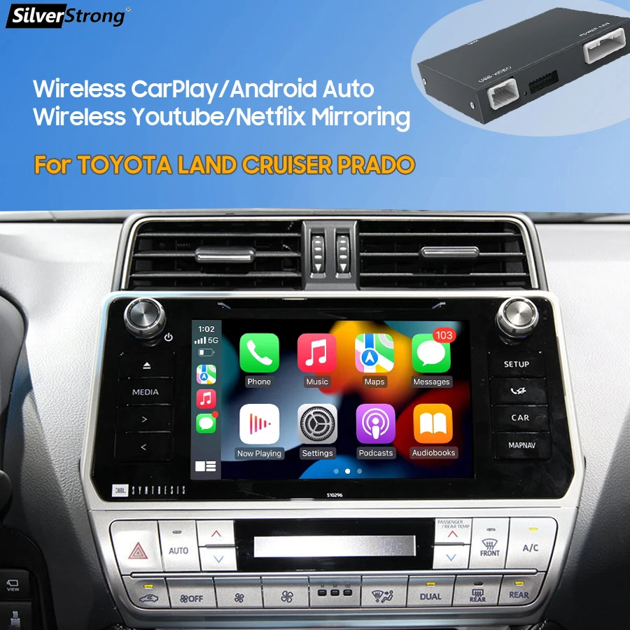 

Wireless Prado CarPlay for TOYOTA Land Cruiser Android Auto Prado Video Cast TV Box Mirrorlink Youtube