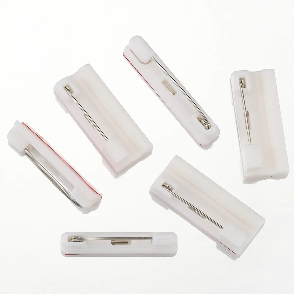 50pcs Safety Brooch Pin Bar Blank Base With Adhesive Backing For DIY Jewelry Making Name Tag Badges Replacement Accessories