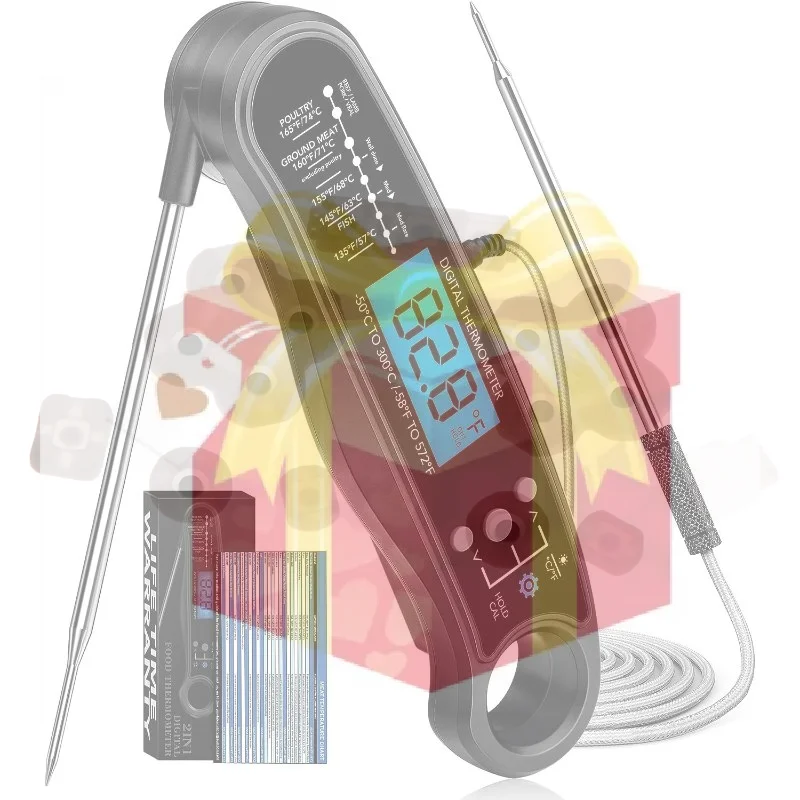 【HG】Digital Kitchen Food Body Temperature With 2 Probes For BBQ Cooking Fast And Precise Meat Body Temperature Tools Backlight