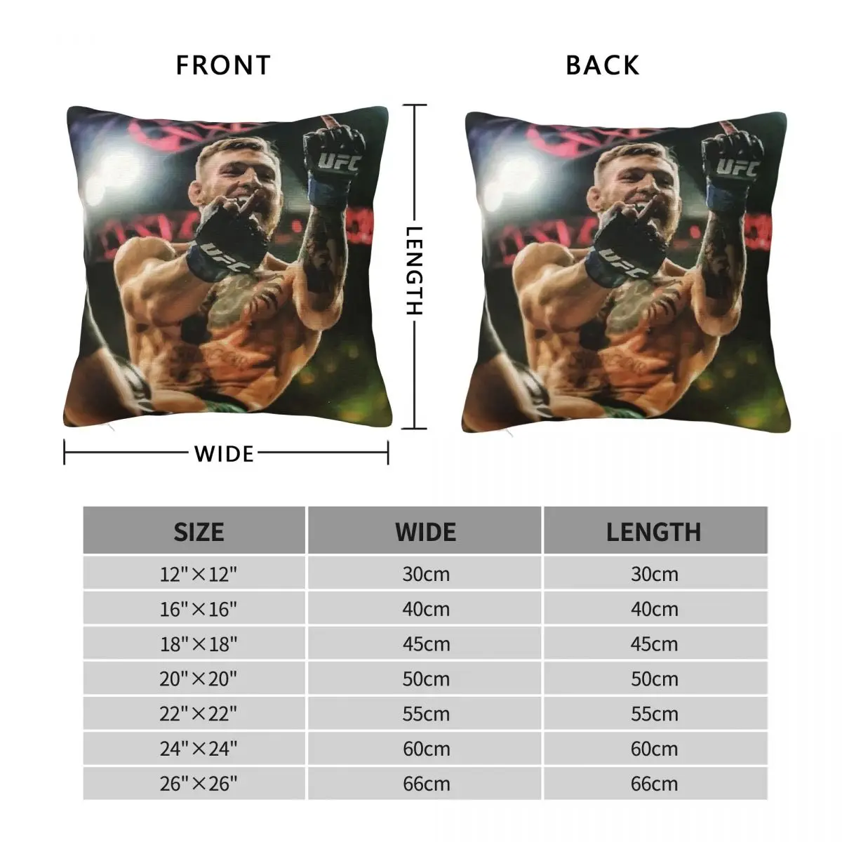 Conor Mcgregor Square Pillowcase Polyester Linen Velvet Pattern Zip Decor Car Cushion Cover