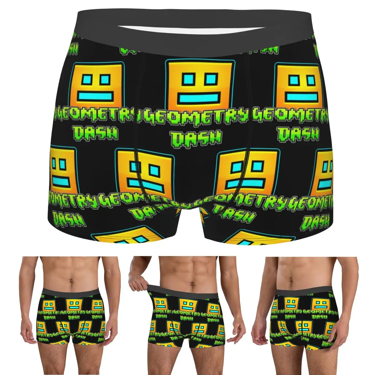 Boxer Underpants Shorts Geometry Dash Panties Male Soft Underwear for Homme Man Boyfriend Gift