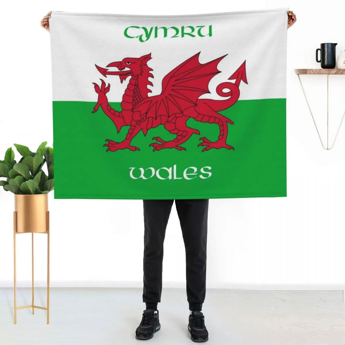 Cymru / Wales - The Welsh Dragon Flag Throw Blanket Cozy Sofa Blanket for TV Watching Napping