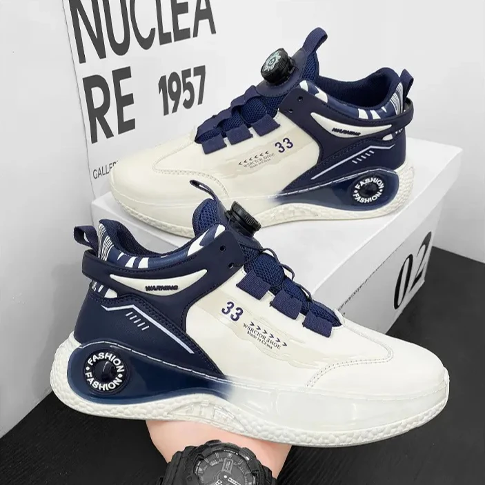 

2025 мужские кроссовки с вращающейся пряжкой, удобная нескользящая прочная обувь на шнуровке для мужчин, активного отдыха, кроссовки на толстой подошве