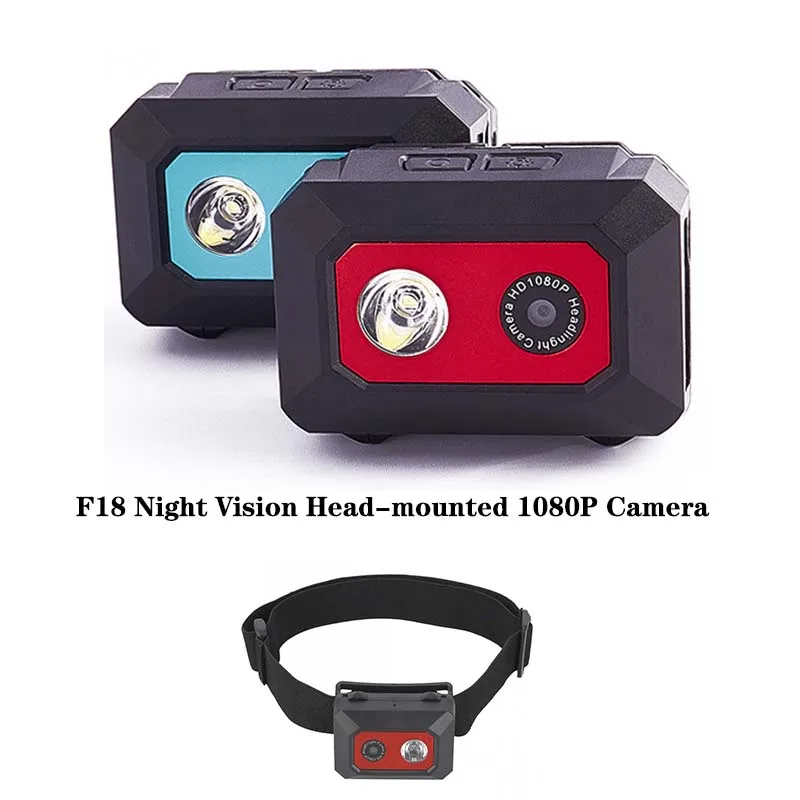 HD 1080P F18 Sport Camera Outdoor Night View Camcorder SOS Head-mounted Action Cameras Helmet Video Recording DVR Cam Red Blue