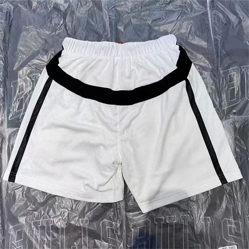 Best Quality Vintage Vintage Letters Embroidery Shorts Men Women Splicing Mesh Loose Lounge Pants Black White Green Shorts