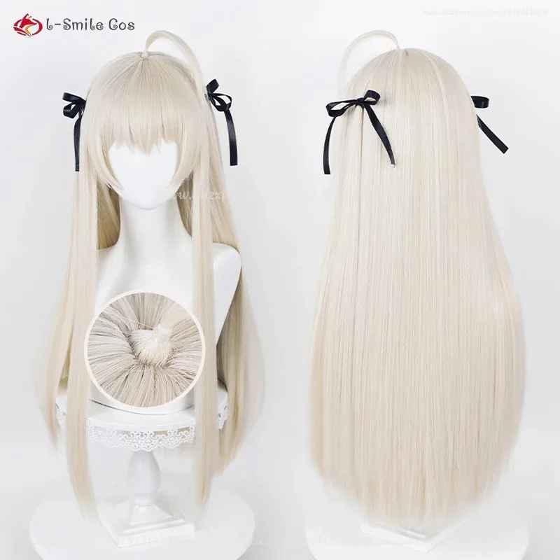 

zz04zz122 стили аниме Касугано Сора длинный прямой серый золотой с шелковой лентой парик для косплея термостойкий Хэллоуин Хай