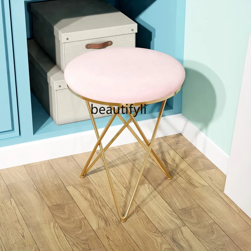 zqNordic Stool Home Makeup Stool Bedroom Modern Dressing Stool Iron Low Stool Fairy Stool