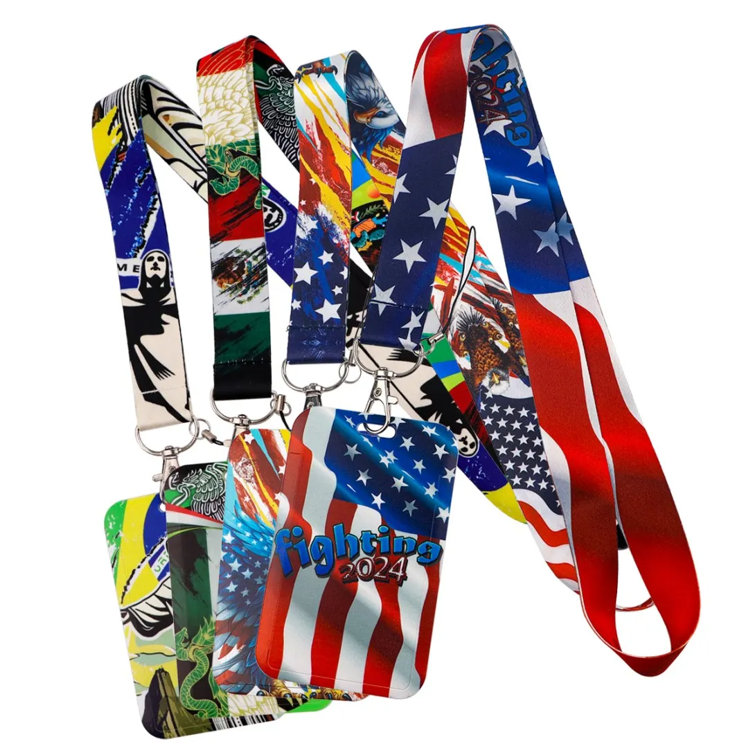 

American Brazilian Flag Series Lanyard for Key ID Card Cover Badge Holder Phone Key Lanyard Neck Strap Keychain Rope Accessories