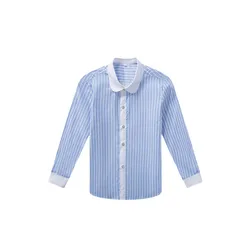 Boys Red Blue Shirts Long Sleeves Cotton Children's Formal Blouse Size 110-150 Teen Boy Stage Wedding Graduation Party Costumes