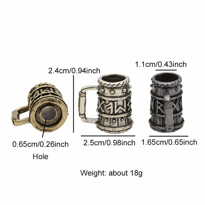 Viking Wine Glass Brass Knife Bead Vintage DIY Paracord Bracelets Accessories Outdoor EDC Tool Umbrella Rope Lanyard Pendants