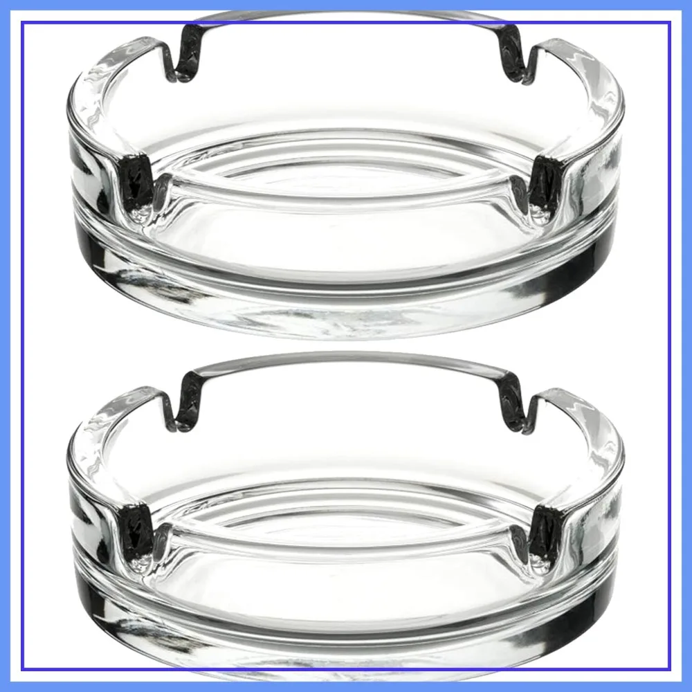 

Modern Glass Ashtrays for Cigarettes, Portable Decorative Ash Tray for Home Office Indoor Outdoor Patio, Pack of 2 (Clear)