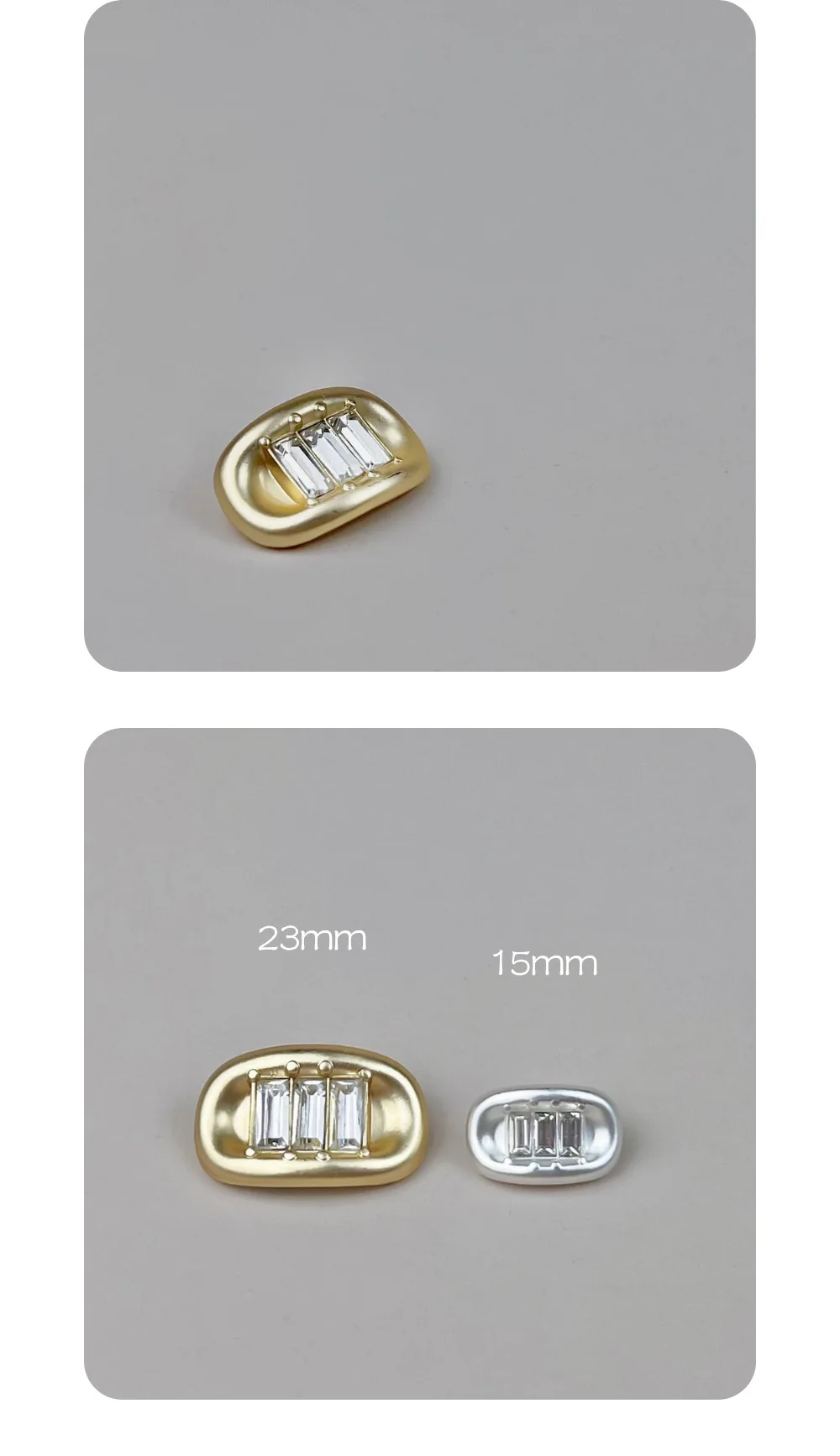 10 Stück Metallknöpfe zum Nähen, hochwertige Knöpfe für DIY-Bastelarbeiten, Kleidungszubehör, eingelegte Strass-Dekorationsknöpfe, oval, 15 mm/23 mm – Detail 4