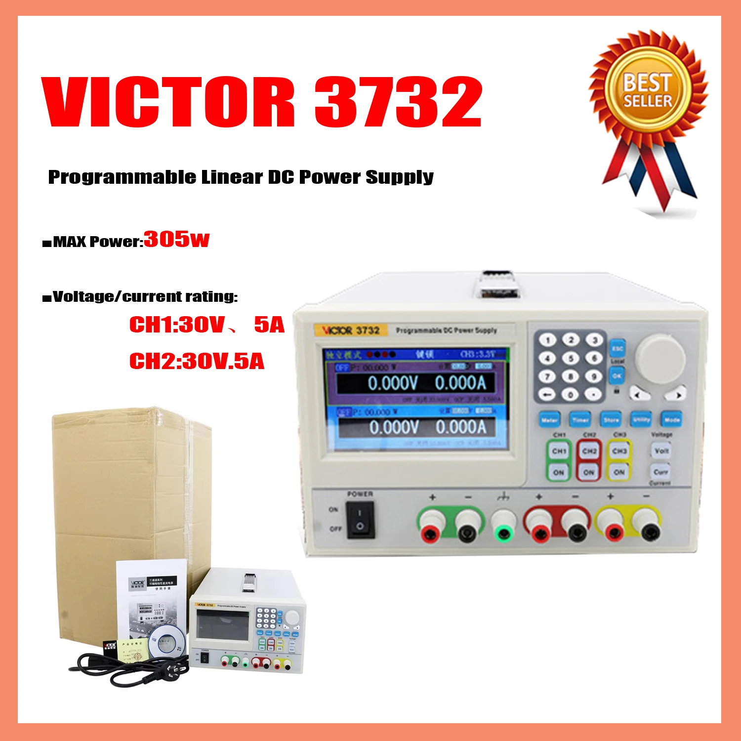 VICTOR 3731 3732 3721 3722 Programmable Linear DC Regulated Power Supply DC Programmable Linear Stabilized Power Supply VC3731.