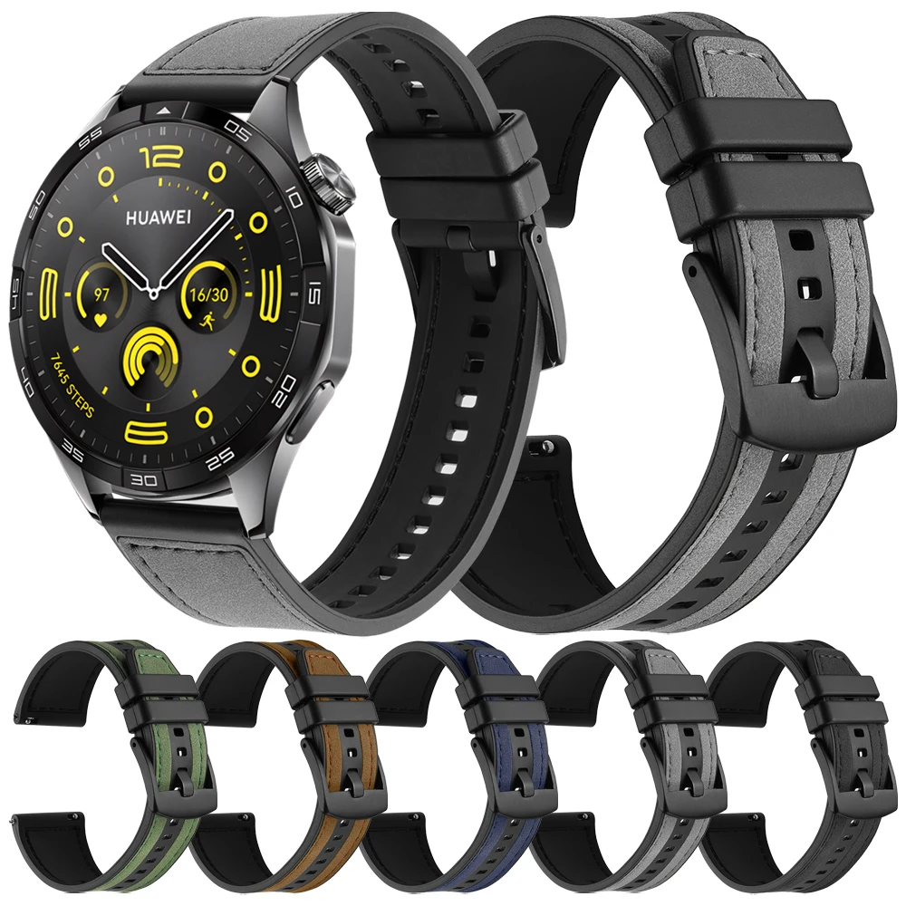 22mm Leather Silicone Watchband For HUAWEI WATCH 4 Pro GT 2 3 SE GT4 46MM / Runner / Ultimate Replacement Strap Band Bracelet