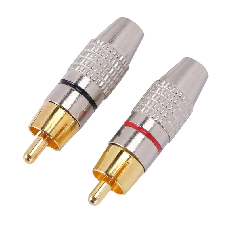 100 Pcs RCA Plug Audio Video Locking Cable Connector Gold Plated