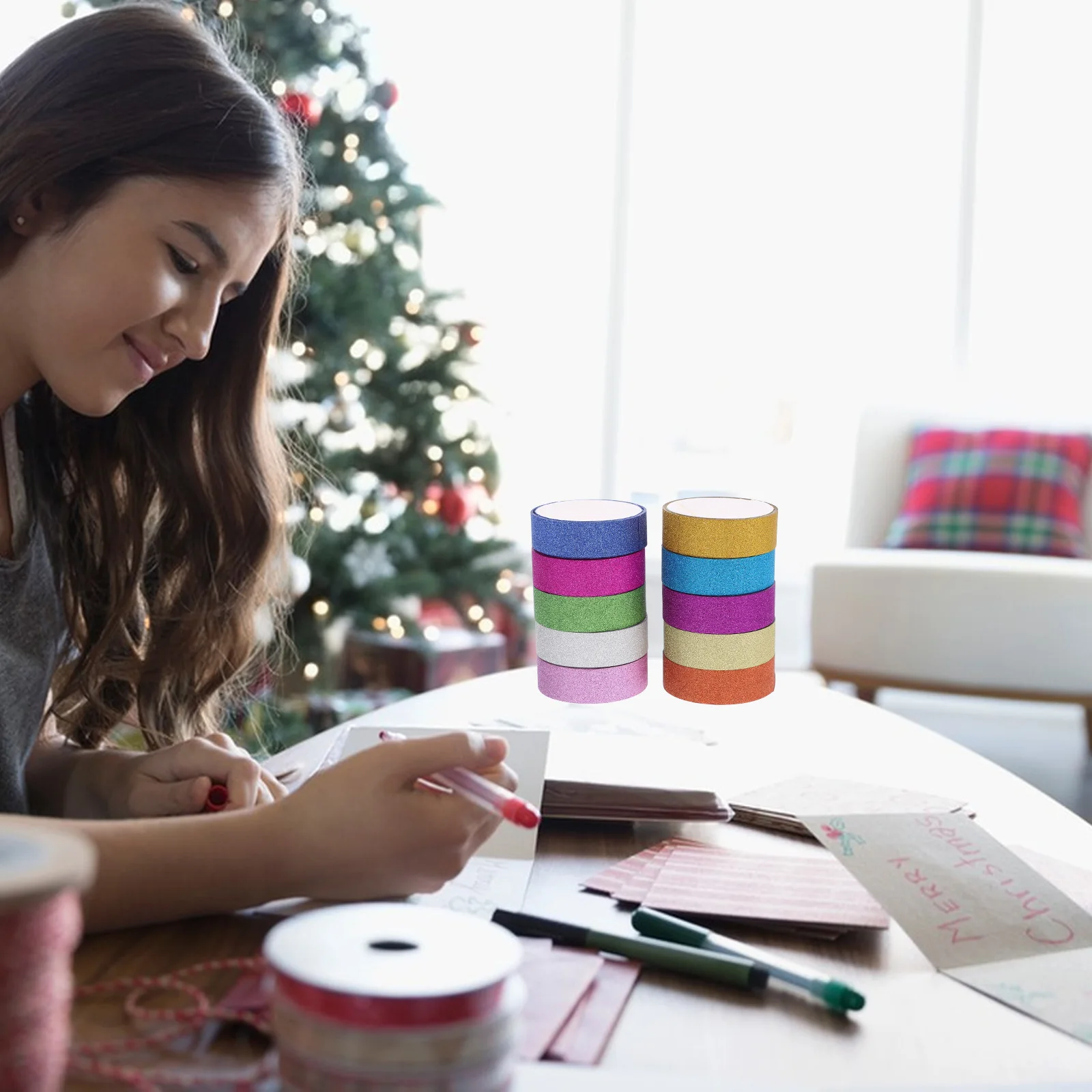 10 لفات من شريط اشي اللامع، شريط لاصق رائع لتزيين دفتر القصاصات بنفسك #3