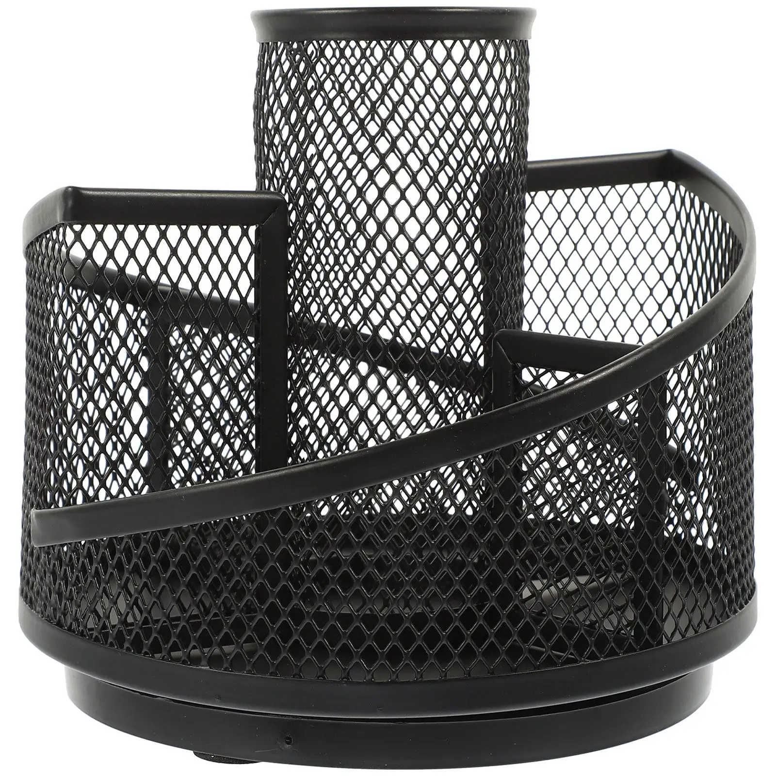 Rotating Pen Holder Iron Metal Desk Organizer Multi Function Pencil Storage Box Office Desktop Stationery Organizer Wear