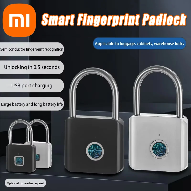 

Xiaomi Smart Fingerprint Padlock Security Door Lock Rechargeable Waterproof And Rust-proof Electronic Anti-theft Password Lock