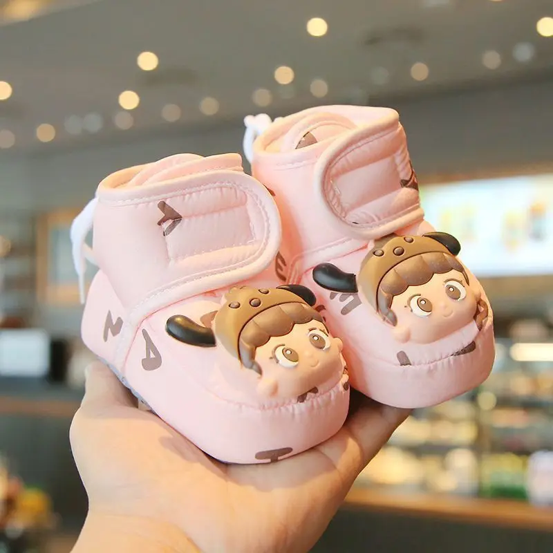 الشتاء الكرتون طفل الفتيان الفتيات الأحذية الكلب الأغنام لطيف أفخم الدافئة الرضع أحذية قطنية هوك حلقة المضادة للانزلاق لينة الوليد المشي الأحذية #3
