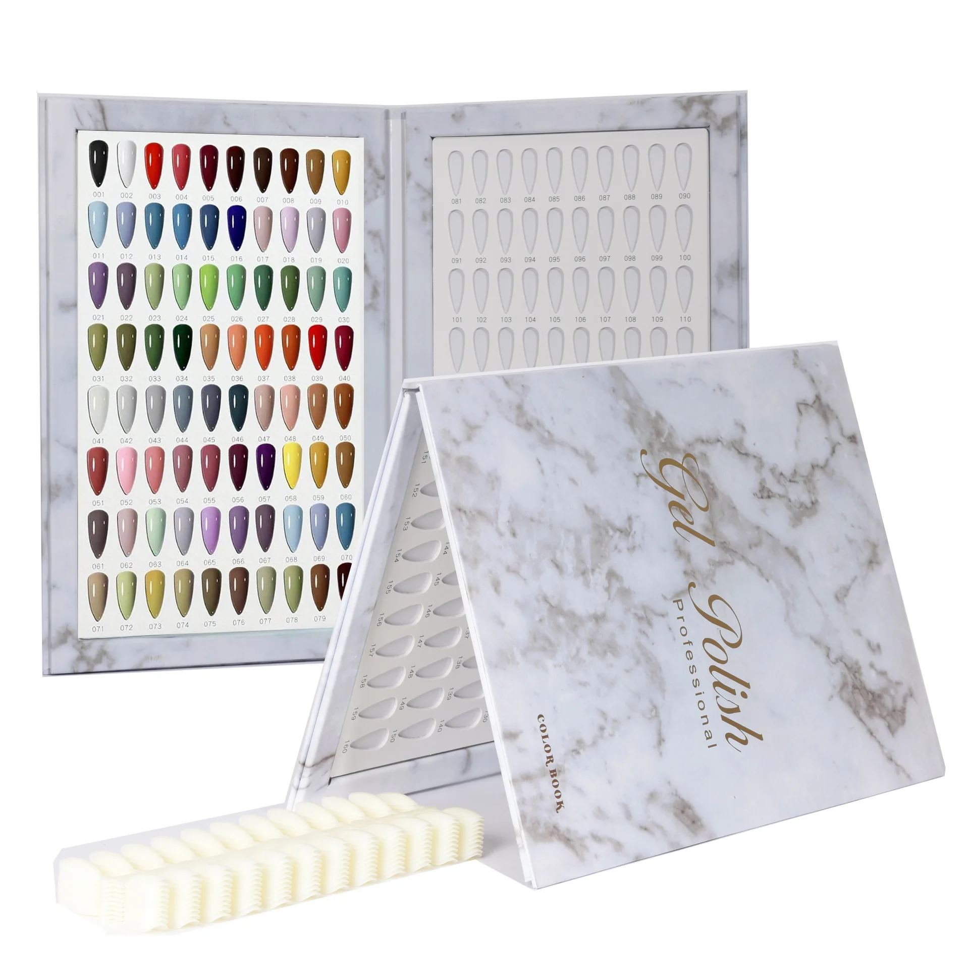 160 Color Marble  False Nails Styles Showing Book With False Nails Nail Art Display Book Kit For DIY Manicure Tools