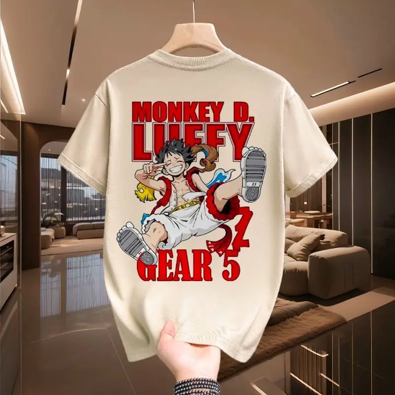 قطعة واحدة مطبوعة قصيرة الأكمام الراقية القطن الثقيل تي شيرت صيف 2025 العصرية جولة الرقبة المطبوعة قصيرة الأكمام