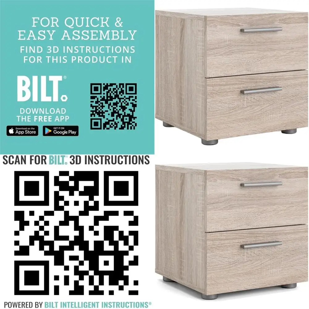 

Contemporary Mahogany 2-Drawer Engineered Wood Nightstand