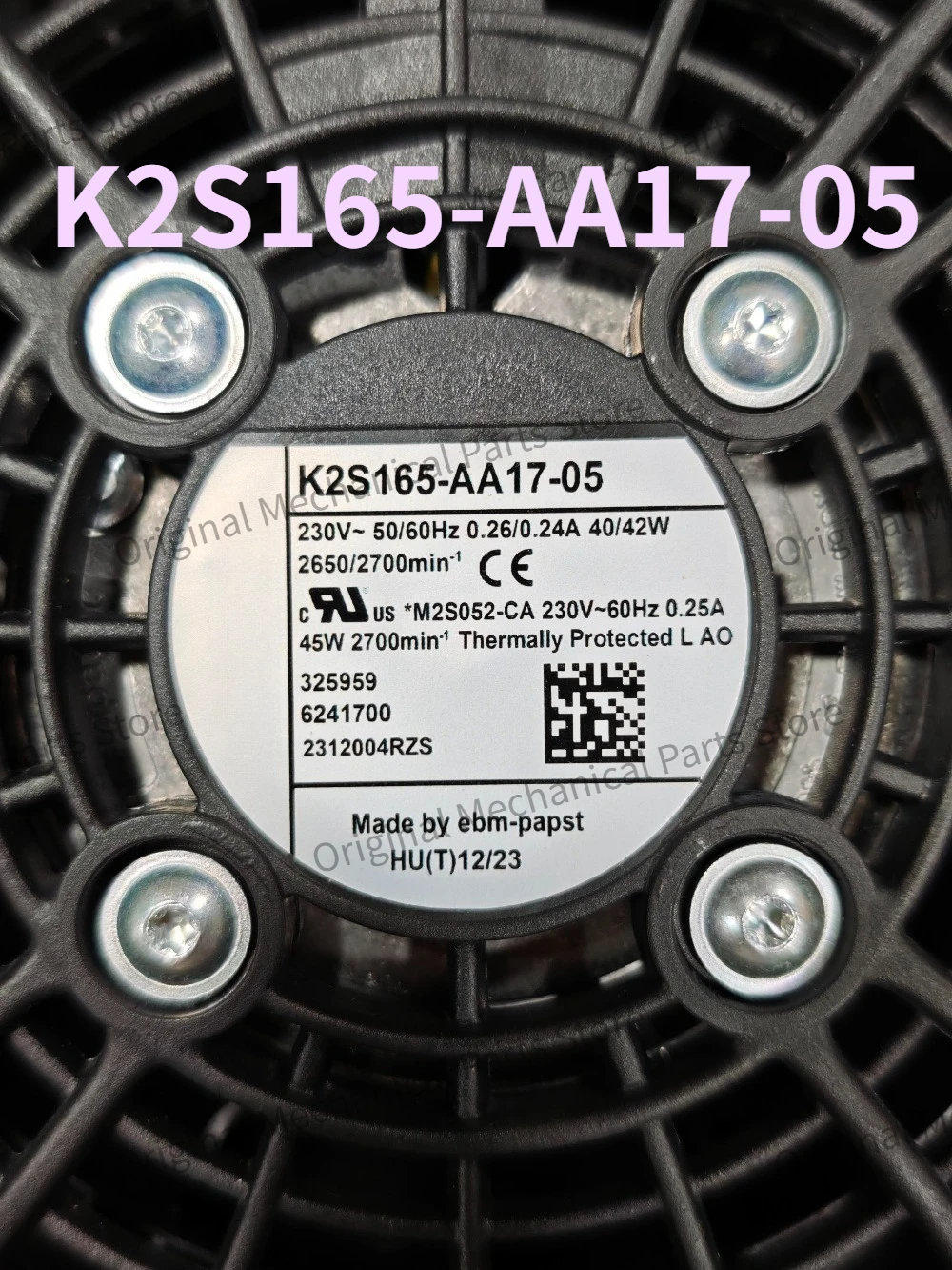 Brand New Orignial K2S165-AA17-05 K2S165 AA17 05 Centrifugal Fan 230VAC 40/42W 2650RPM Cabinet Fan Fast Delivery