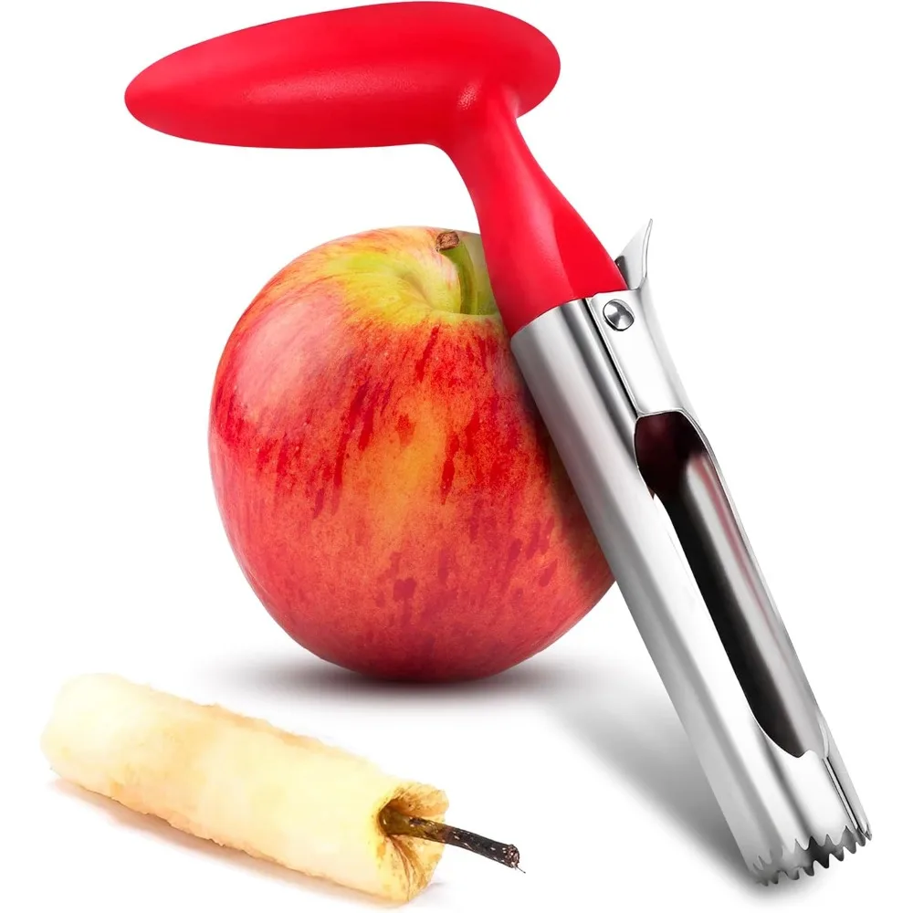

Apple Corer Tool – Apple Core Remover with Ergonomic Plastic Red Handle, Durable Food-Safe Stainless Steel, 7.3 Easy to Use and