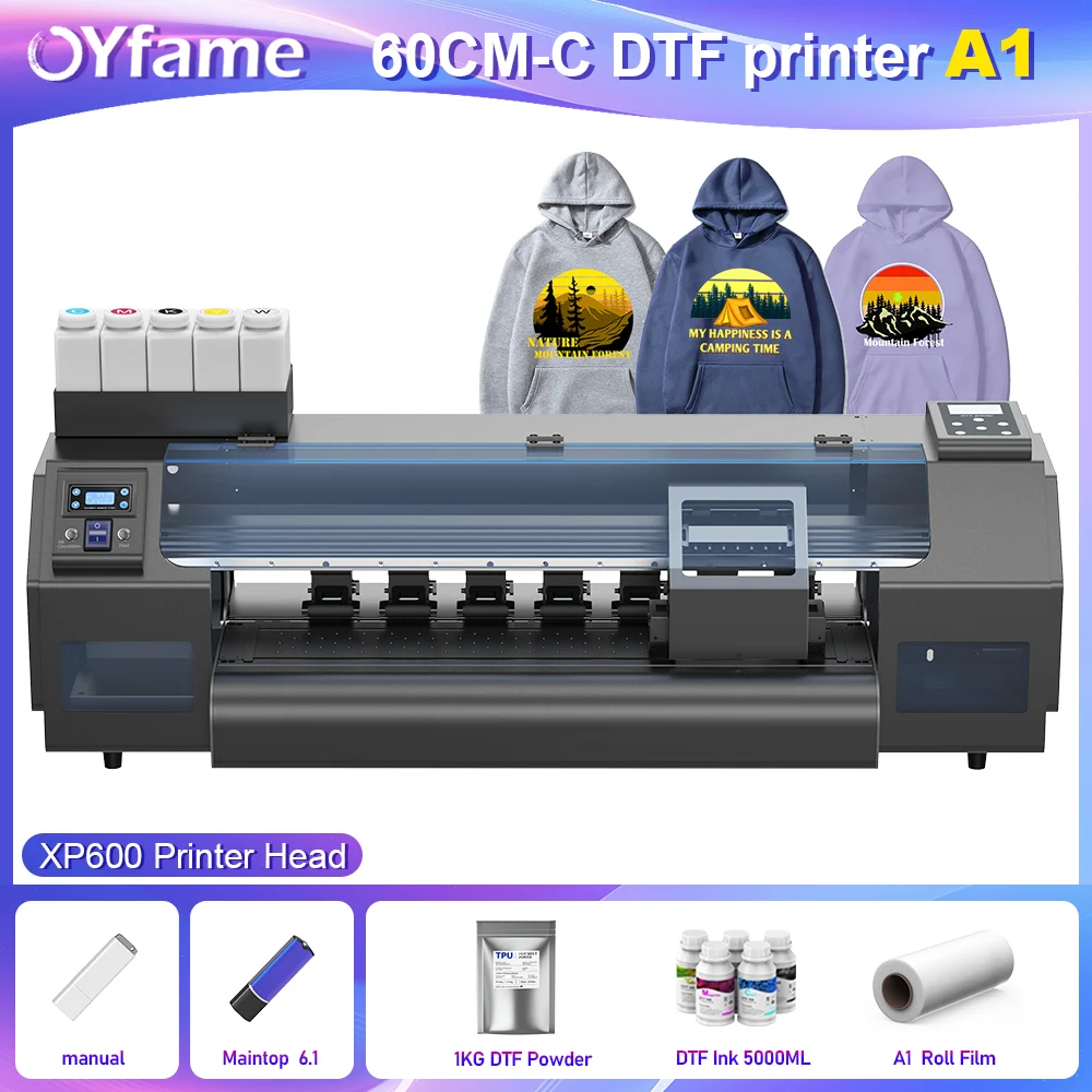 OYfame A1 DTF Printer For Epson XP600 I1600 I3200 impresora dtf 60CM Directly To Film t shirt printing machine A1 for fabric