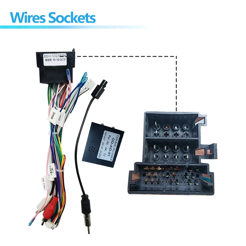 Car Radio Adapter Canbus Wire Harness Power  For Audi A3 A4 A5 TT 16pin Android Stereo Video GPS ISO Cable Connector