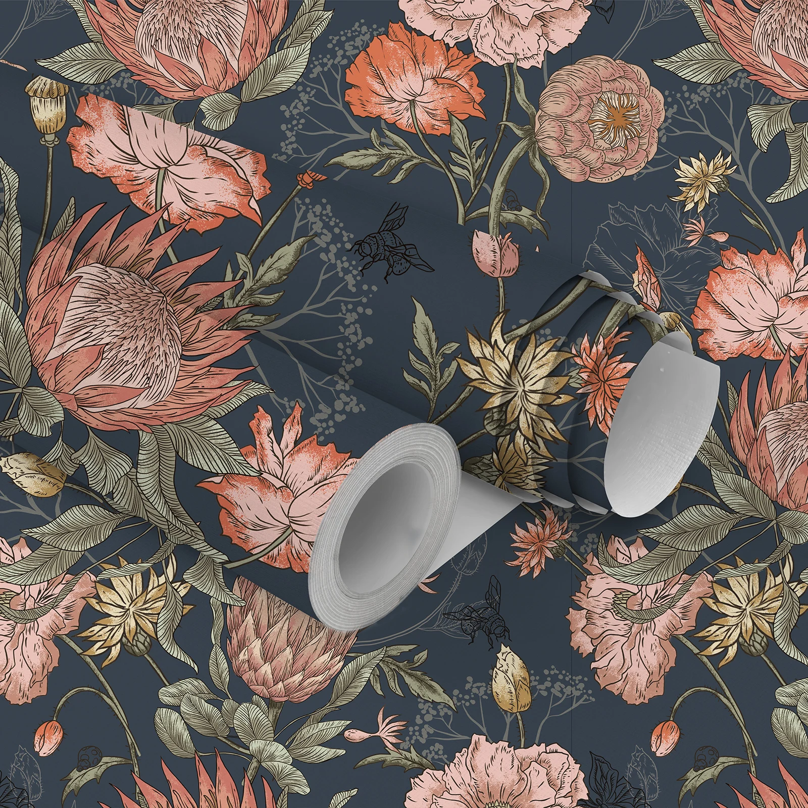 Pastoral style flower wallpaper European style floral decorative vintage flowers wall stickers decoration