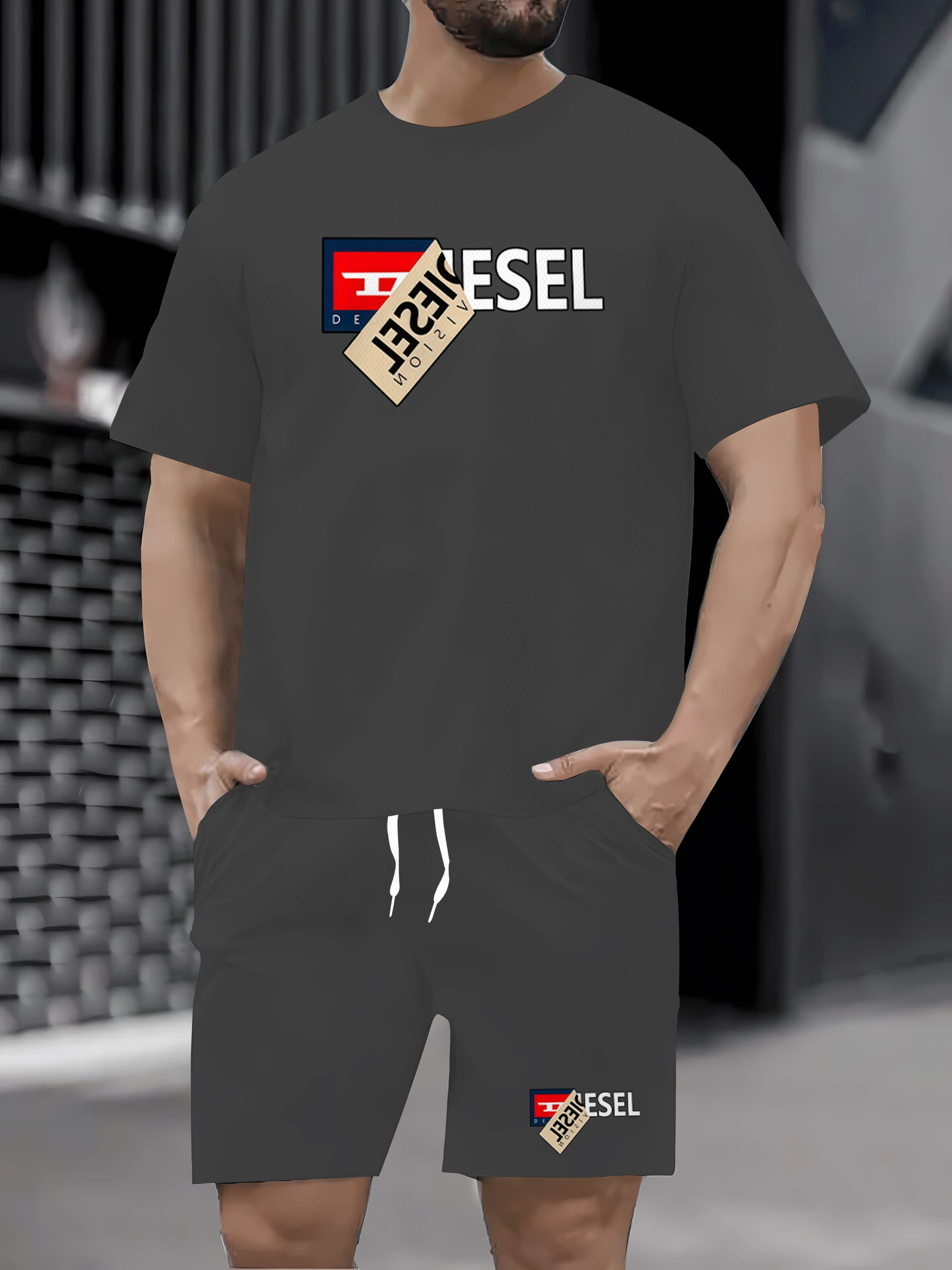 Conjunto de verão de secagem سريعة masculino، شورت ريفيس دي مانغا كورتا دي سيكجيم سريعة، تينامنتو دي كوريدا آو أ
