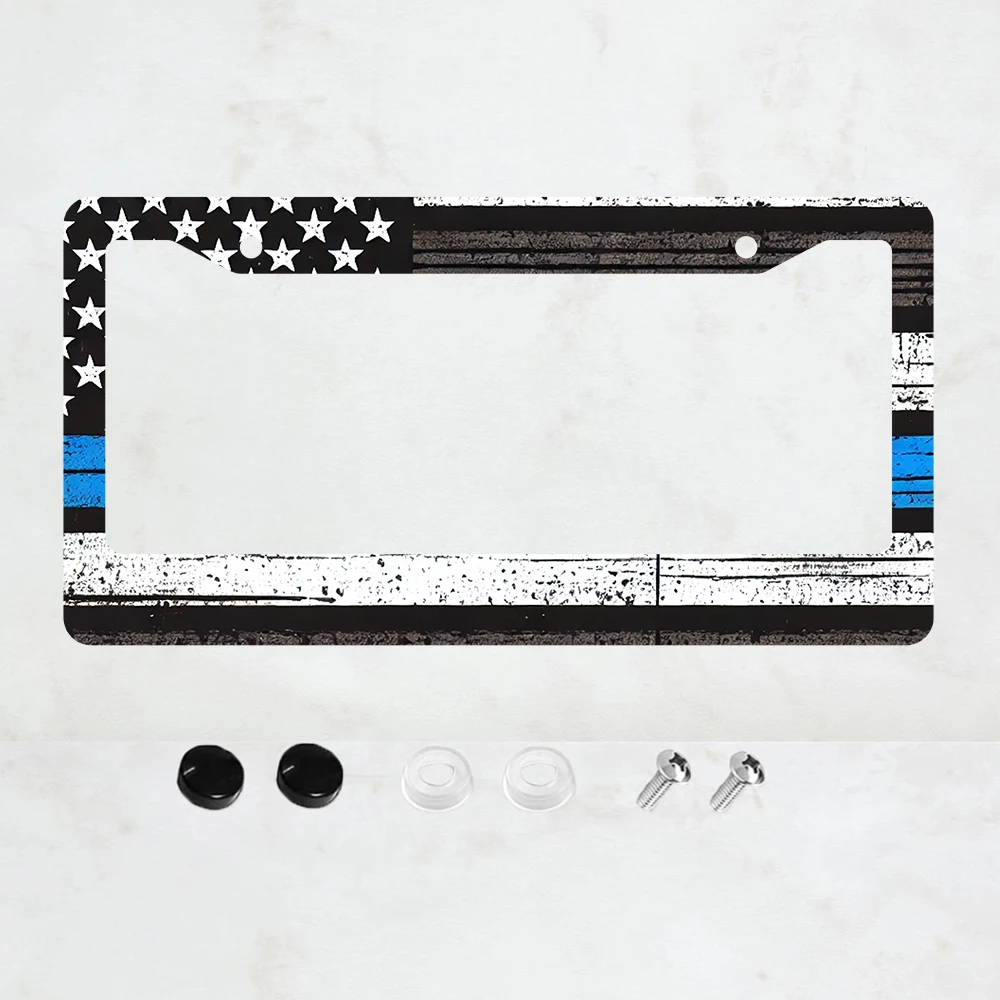 

Рамка для номерного знака «Blue Lives Matter» с флагом США, алюминиевая, стандартный размер США, декоративная, 1 шт.