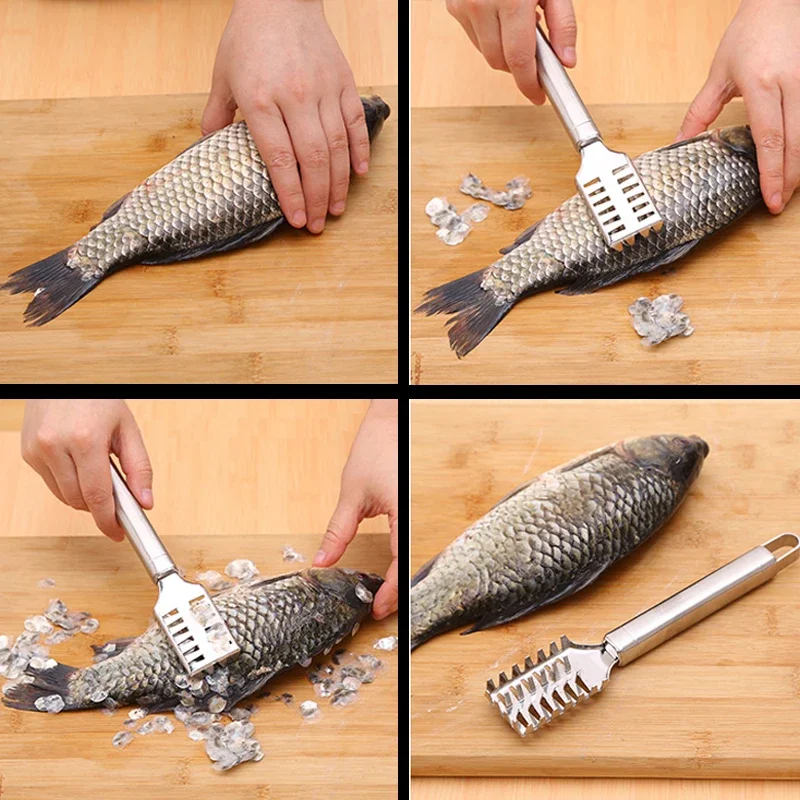 Stainless Steel Fast Cleaning Fish Peeler Scale Remover Seafood Crackers Fish Scaler Cleaner Planet Skin Brush Scraper Tool