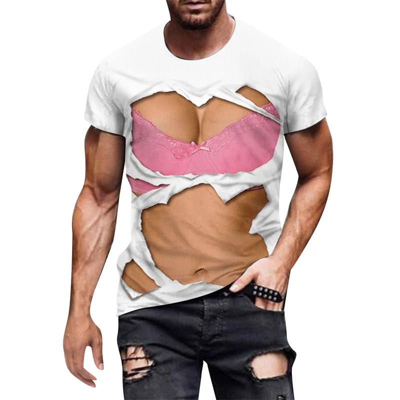 Funny Muscle 3D Graphic Printed T-shirt Summer Unisex Fashion Casual Short-sleeved Harajuku Streetwear Top T Shirts New Men Tees